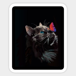 Cat and Butterfly Vektor Design Sticker